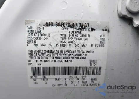 2011 Ford Explorer Limited z USA, uszkodzony, nr VIN 1FMHK8F81BGA31479